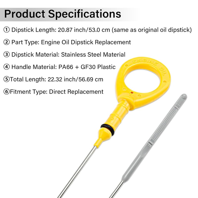 ROOTMUTIFY Engine Oil Dipstick Fit for Toyota Camry 2002-2006, Solara 2002-2006 Oil Level Indicator Dip Stick, Replaces 917-396 153010H012 153010H010 - Image 2